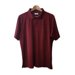 Columbia Polo Shirt Men's Large Red Fishing Mesh Performance